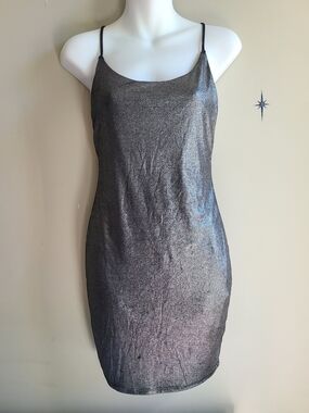 silence + noise Charcol Shimmer- Light Dress - Size - M